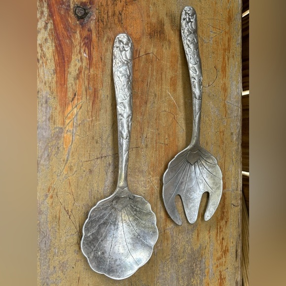 2 Piece Solid Salad Set Arthur Court Brer Rabbit Bunnies Aluminum Hollowware - Picture 2 of 5